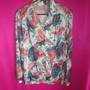 Vintage red White and Blue 70s blouse